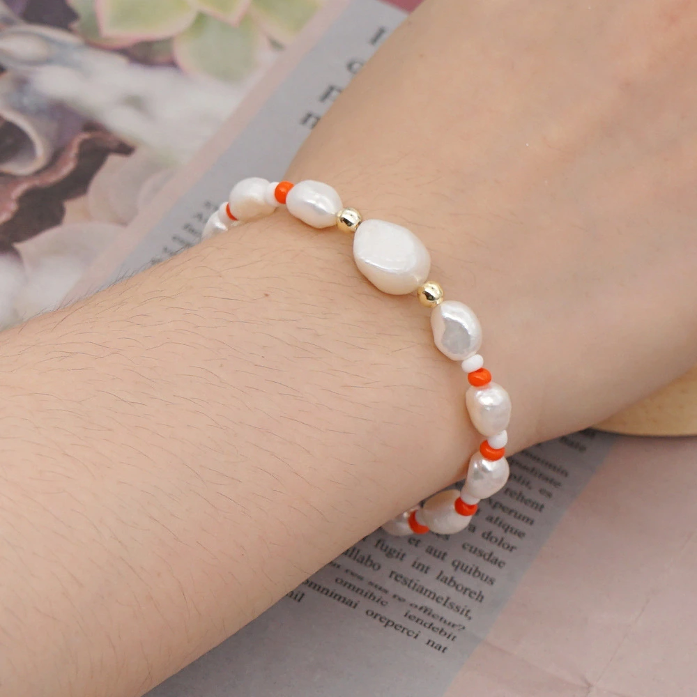 Simple Creative Baroque Natural Freshwater Pearl Bracelet Jewelry