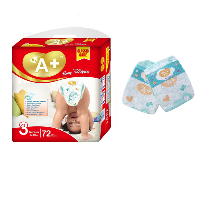 OEM custom high quality ultra-thin cotton soft baby diapers disposable