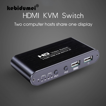 4Kx2K 2Port Ultra HD Switcher USB HDMI-compatible KVM Splitter For Dual Display Screen Keyboard Mouse Switching EDID HDCP