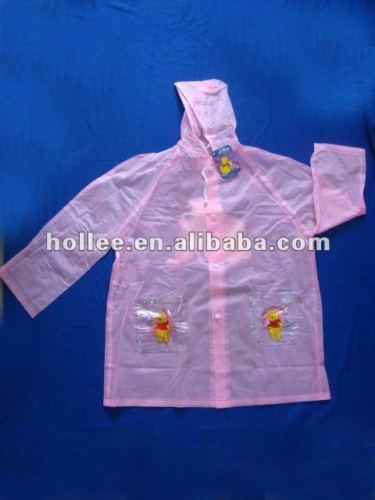 pvc pocket kids rain coat