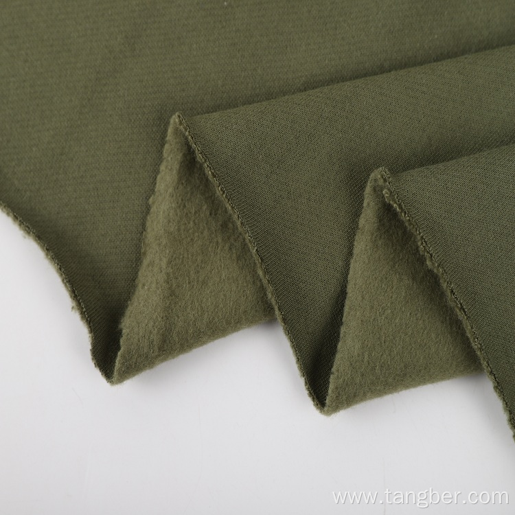 100% cotton brushed three thread terry fleece fabric