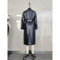 Ladies 100% PU Smooth Black Waterproof Trench Coat