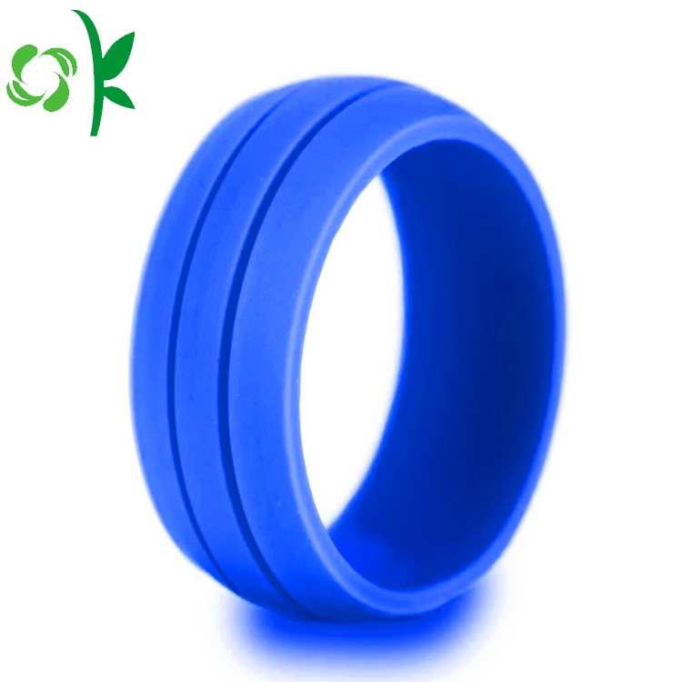 deep blue silicone debossed ring 