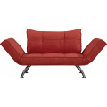 Metal Legs Red Fabric Armchair Sofa Bed