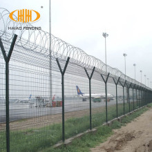 airport security fencing wall with barb wire
