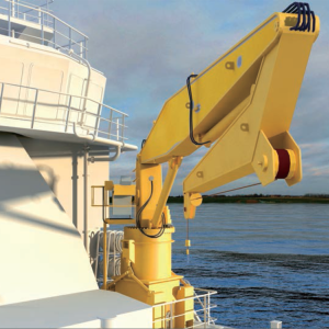 Fixed hydraulic marine folding arm crane