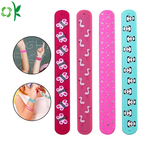 High Quality Printed Logo Silicone Slap Bracelet Wholesale