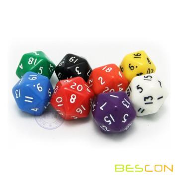 Colorful Opaque Polyhedral 20 Sided Dice