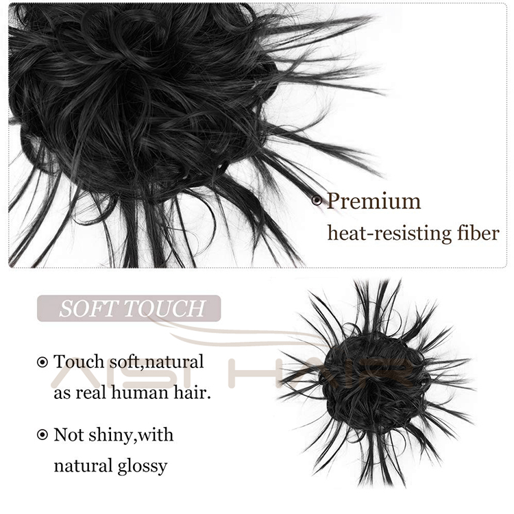Aisi Hair Donut Natural Black Chignon Curly Bun Pad Chignon Elastic Band Ribbon Ponytail Rope Rubber Hair Extension For Women