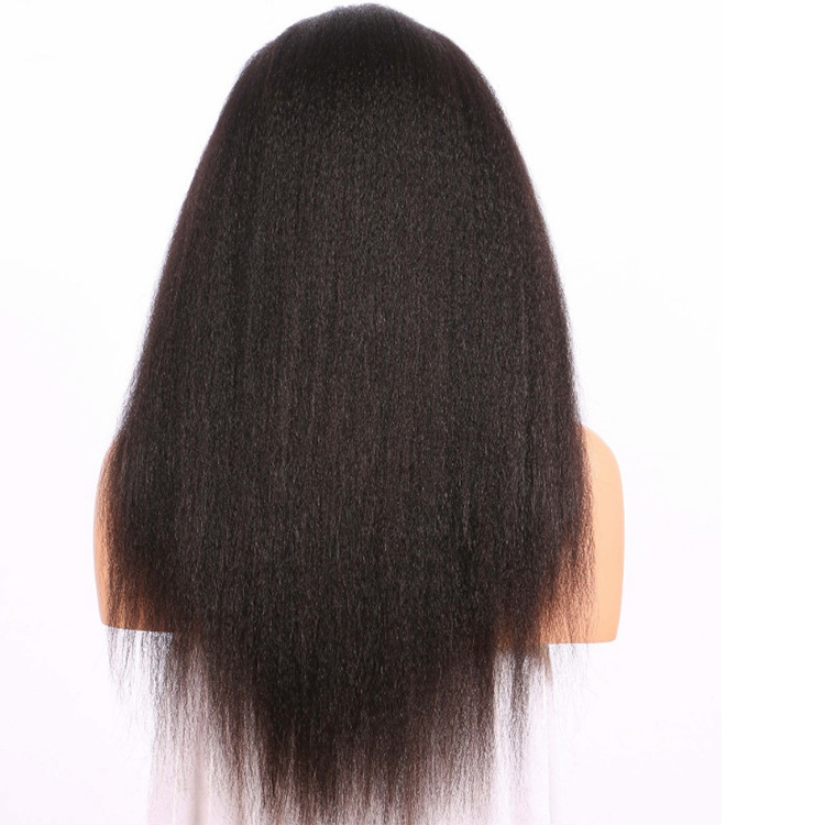 Cheap wholesale peruvian 100% virgin  hair kinky straight lace frontal wig