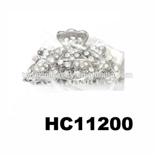 wholesale metal crystal hair claw jaw flower hair clip