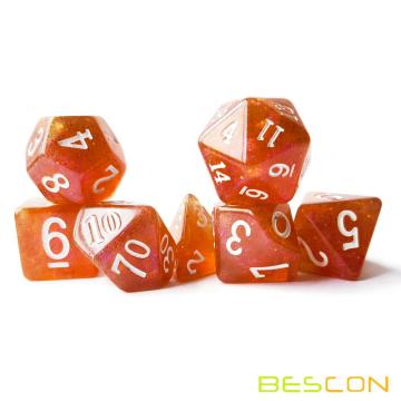 Тестирование Bescon Magical Stone Dice Set Set Series, 7pcs Полиатральные RPG -каменные кости набор