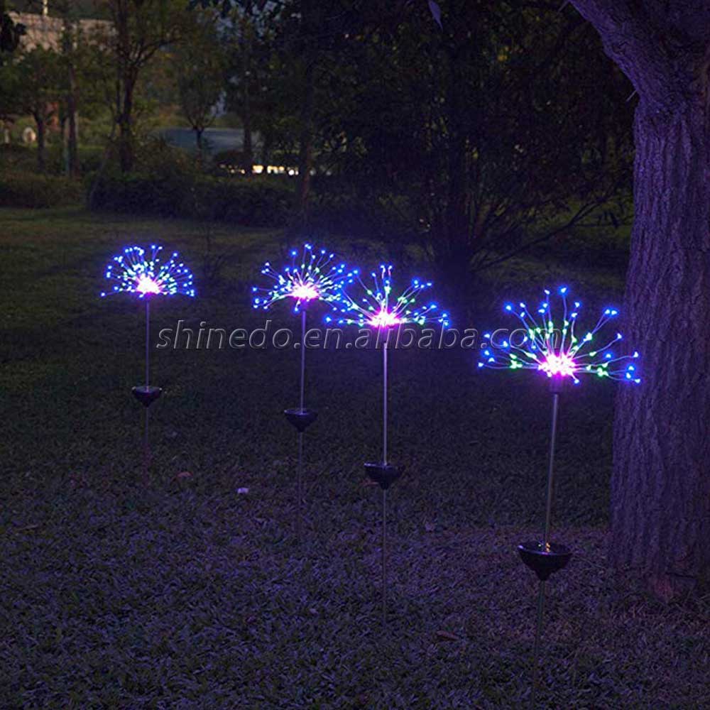 Lawn Lamp, 2/3pcs Solar Powered Copper Wire Beautiful Fireworks Design Lawn Light Outdoor Heatproof and Waterproof LED