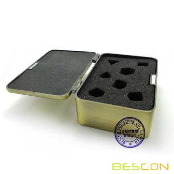 Bescon Deluxe Heavy Duty Caja de dados de metal de latón para 7pcs Set de dados poliédricos RPG