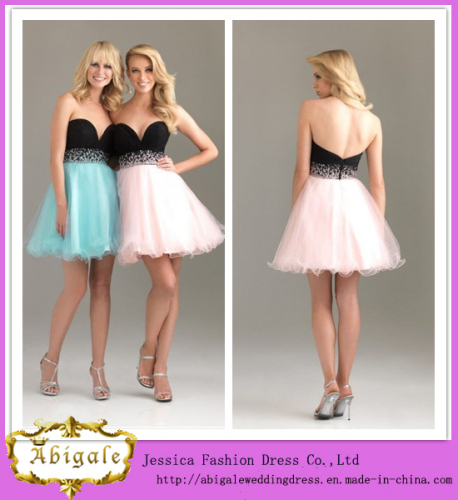 Hot Sale Sweetheart A-Line Zipper Back Organza Beaded Latest Cocktail Dress Designs (WD106)