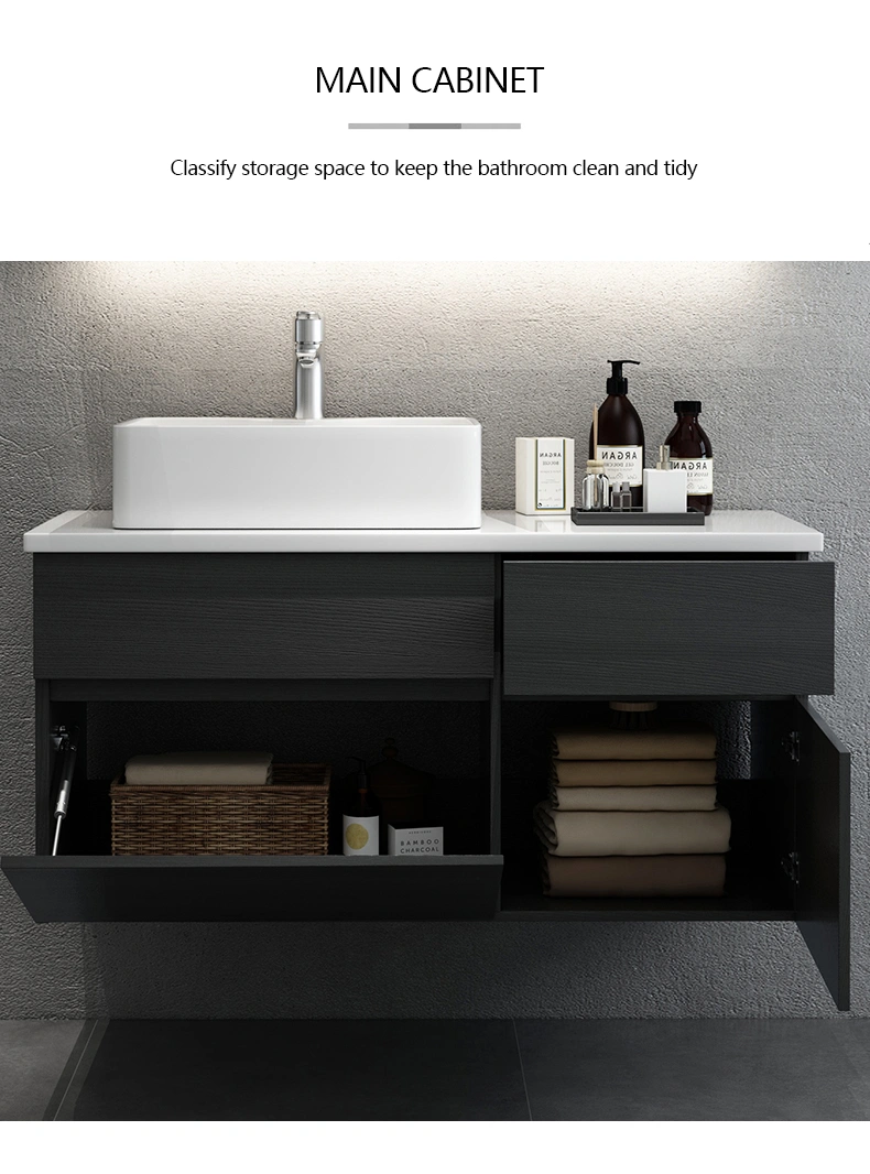 Luxury Style Selections Modern Wall Mounted Wooden Black Bathroom Cabinet