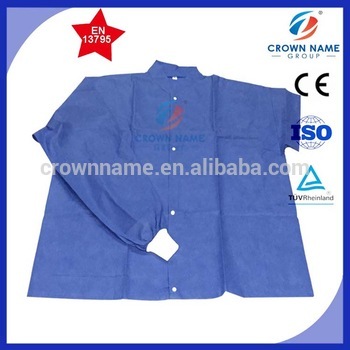 blue protective nonwoven sms cleanroom lab coat