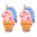 Śliczny koń lody żywiczne Cabochons Flatback Cartoon Slime Charms miniaturowe Dollhouse Cupcake ozdoby Scrapbooking DIY