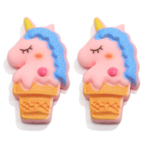 Cute Horse Ice Cream  Resin Flatback Cabochons Cartoon Slime Charms Miniature Dollhouse Cupcake Ornaments Scrapbooking DIY