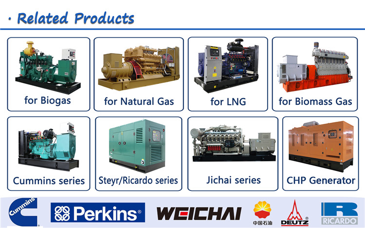 Biogas electric genset open frame soundproof methane gas generator set powered by Man engine