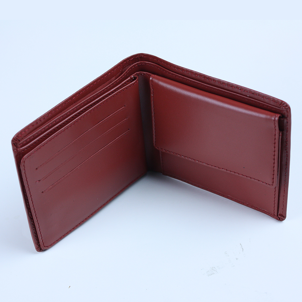 Burgundy volnerfleer heren pocket bi-fold portemonnee