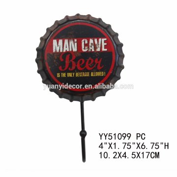 metal wall hook-bottle cap hook-beer-man cave