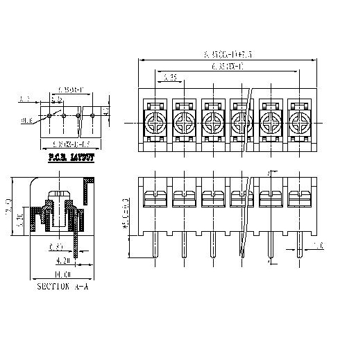 AT816-6.35XXX-01 Barrier Terminal Block Pitch6.35mm 