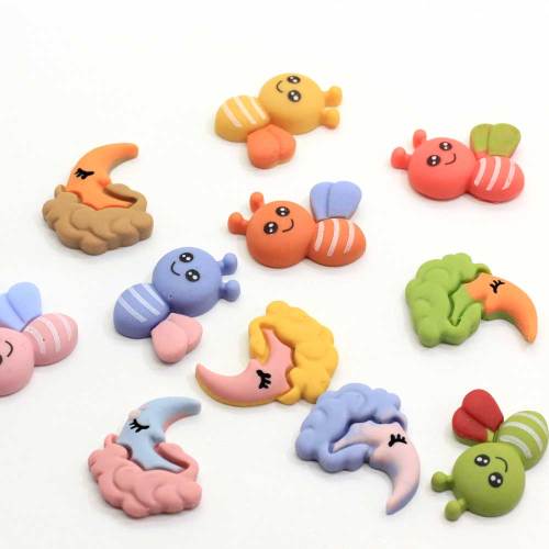 Günstige Großhandel Moonlight Cute Insektenharz Cabochon 100pcs Für DIY Toy Decor Perlen Mädchen Schlafzimmer Dekoration Charms