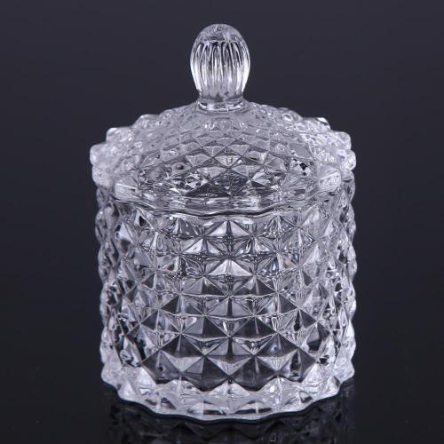 Small Diamond Patterned Clear Glass Candy Jar