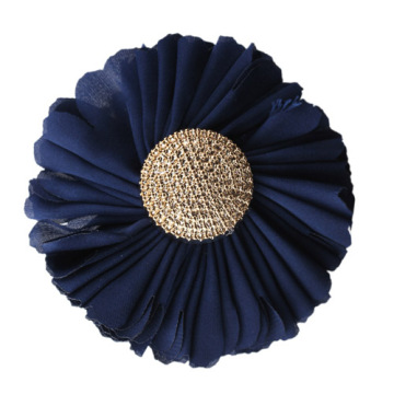 Dresden blue large 3" Fabric Flower Brooch in Hair