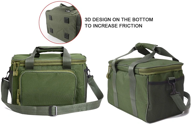 Water Resistant Polyester Canvas Large Fishing Reel, Tackle Boxes, Fishing Pliers Storage Shoulder Bag for Hiking, Hunting Fishing Tackle Bag