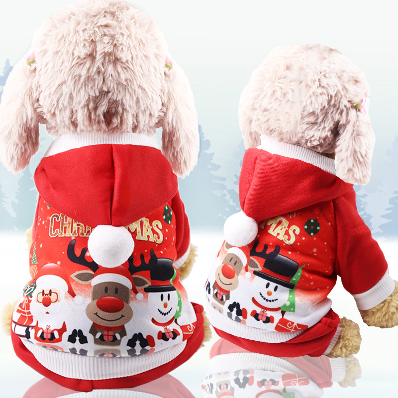 Hot Selling Christmas Pet Supplies Clothes Cat Cotton Clothing Funny Winter Snowman Elk Dog Clothes