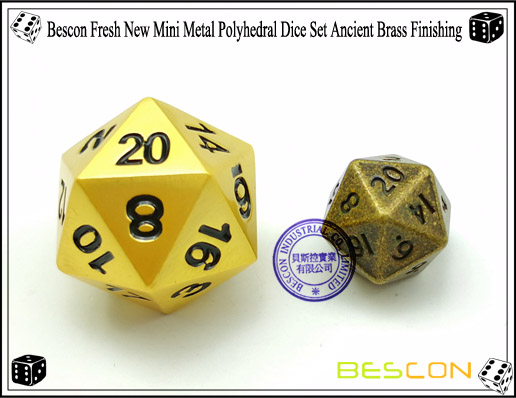 Bescon Fresh New Mini Metal Polyhedral Dice Set Ancient Brass Finishing-2