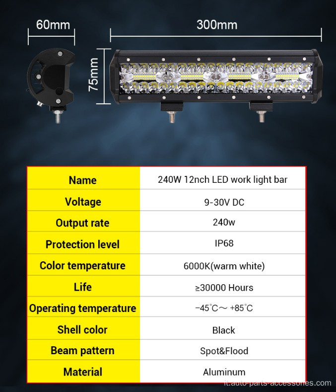 LED bar auto 12v 12 pollici combo fuoristrada sul lavoro di lavoro