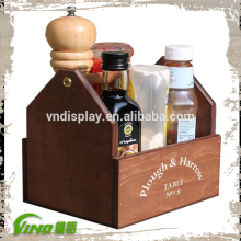 Wood Condiment Holder for Restaurant, Kitchen Spice Rack, Wood Spice Box