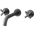 Double handle hot and cold wall-mounted basin faucet