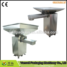 Continuous vibrating weigh feeder with drop end
