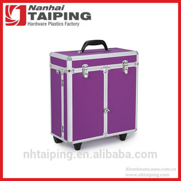 Purple Aluminum Salon Carrying Case Hair Grooming Case Makeup Tool Case