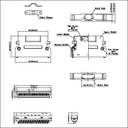 1.27mm Series Shielded Backshell Kits 68P Str 1.27mm Series Shielded Backshell Kits 68P Str