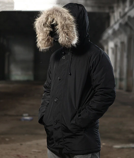 Mens Warm Black Parka Jacket for Winter