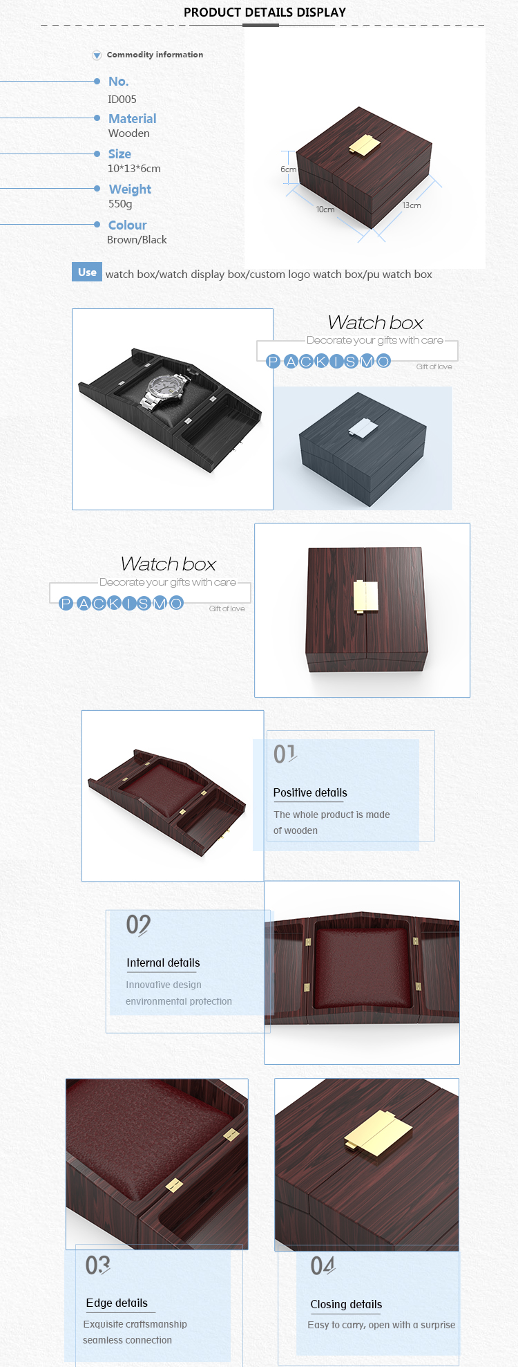 2021 new exquisite gift box Folding design solid wood Wooden watch boxes & cases for gifts With high grade metal lock