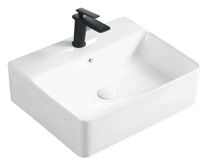 White Bathroom Countertop Basin With Tap Hole