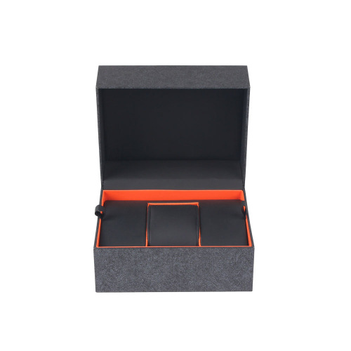 Custom Matte Black Paper Men Watch Hinging Box