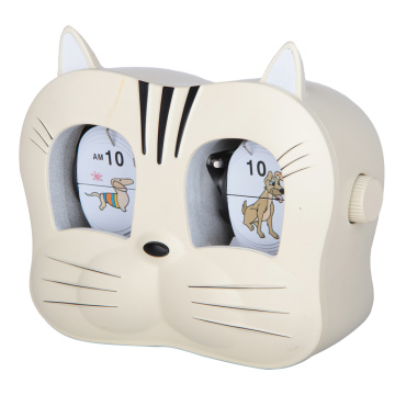 Reloj de escritorio Flip Metal con cara de gato