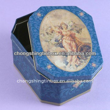 fashion octagon Jewelry packaging tin box