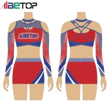 Red and Blue Cheer Dance Team Uniforms