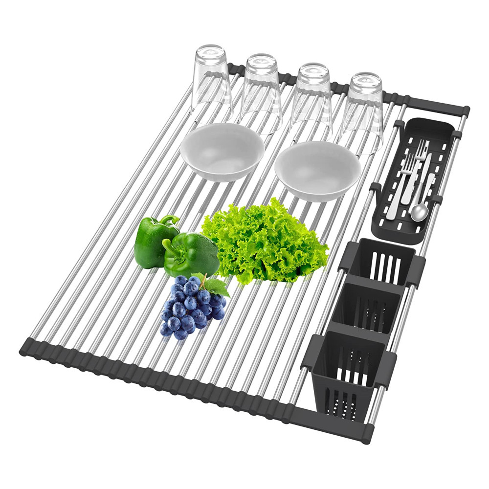 তিন-ঝুড়ি স্টেইনলেস স্টীল সিঙ্ক রাক Three-Basket Stainless Steel Sink Rack