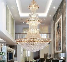 Luxury Gold Stair Chandelier for High Ceiling Hotel Villa Loft Home Decoration
