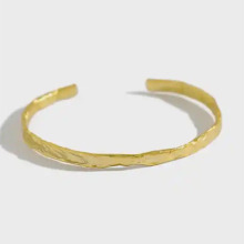 925 Sterling Silver Hammered Cuff Bracelet: Adjustable Bangle Jewelry for Women