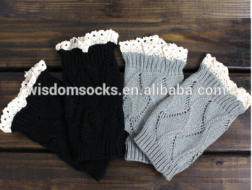 Gray Ivory Black Knitted Boot Cuffs